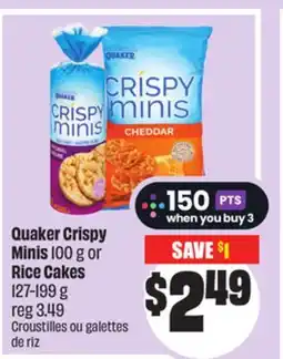 FreshCo Quaker Crispy Minis 100 g or Rice Cakes 127-199 g offer