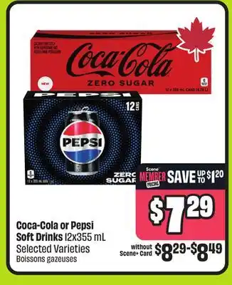 FreshCo Coca-Cola or Pepsi Soft Drinks 12x355 mL Selected Varieties offer