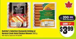 FreshCo Butcher's Selection Stampede Hotdog or Harvest Creek Halal Chicken Wieners 900 g offer