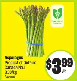 FreshCo Asparagus Product of Ontario Canada No. 1 8.80/kg offer