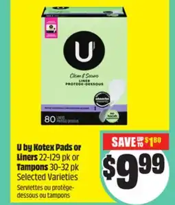 Chalo FreshCo U by Kotex Pads or Liners 22-129 pk or Tampons 30-32 pk Selected Varieties offer