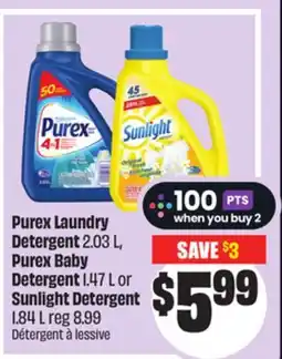 FreshCo Purex Laundry Detergent 2.03 L, Purex Baby Detergent 1.47 L or Sunlight Detergent 1.84 L offer