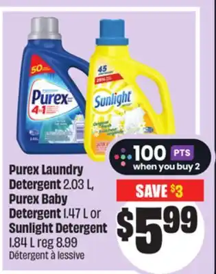 FreshCo Purex Laundry Detergent 2.03 L, Purex Baby Detergent 1.47 L or Sunlight Detergent 1.84 L offer