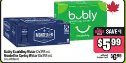 FreshCo Bubly Sparkling Water 12x355 mL Montellier Spring Water 10x355 mL offer