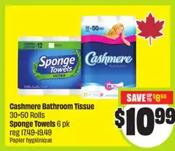 FreshCo Cashmere Bathroom Tissue 30-50 Rolls Sponge Towels 6 Pk offer