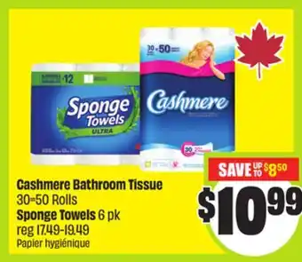 FreshCo Cashmere Bathroom Tissue 30-50 Rolls Sponge Towels 6 Pk offer