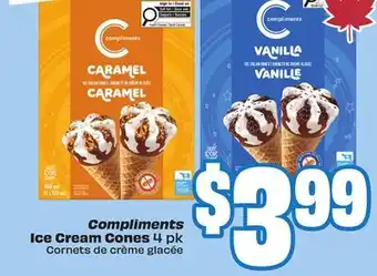 FreshCo Compliments Ice Cream Cones 4 pk offer