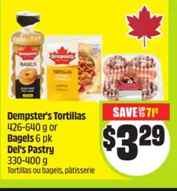 FreshCo Dempster's Tortillas 426-640 g or Bagels 6 pk Del's Pastry 330-400 g offer