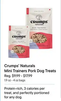 Petvalu Crumps' Naturals Mini Trainers Pork Dog Treats offer