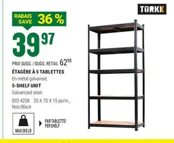 BMR ÉTAGÈRE À 5 TABLETTES offer