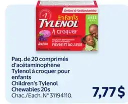 Walmart Children's Tylenol Chewables 20s offer