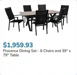 Club Piscine Provence Dining Set - 6 Chairs and 39 x 79 Table offer