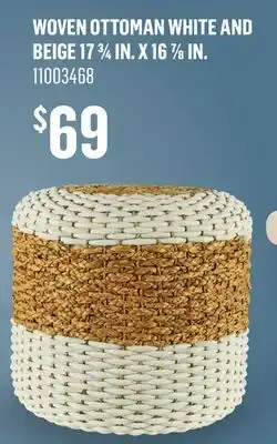 Canac Woven Ottoman White and Beige 17 3/4 in. x 16 7/8 in offer