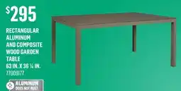 Canac Rectangular Aluminum and Composite Wood Garden Table 63 in. x 36 1/4 in offer