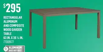 Canac Rectangular Aluminum and Composite Wood Garden Table 63 in. x 36 1/4 in offer