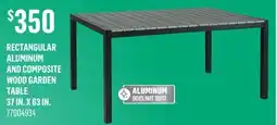 Canac Rectangular Aluminum and Composite Wood Garden Table 37 in. x 63 in offer