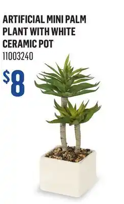 Canac Artificial Mini Palm Plant with White Ceramic Pot offer
