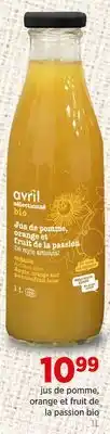 Avril jus de pomme, orange et fruit de la passion bio offer