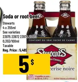 Mayrand Soda or root beer Stewarts 4 x 355 ml offer