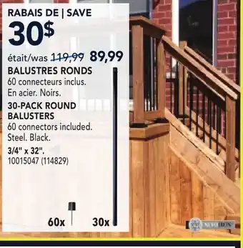 RONA 30-PACK ROUND BALUSTERS 3/4 x 32 offer