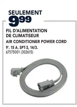 RONA AIR CONDITIONER POWER CORD 9'. 15 A. SPT-3, 14/3 offer