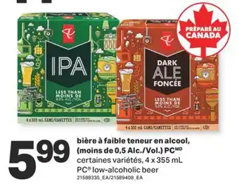 L'Intermarché BIÈRE À FAIBLE TENEUR EN ALCOOL (MOINS DE 0,5 ALC./VOL.), 4 x 355 mL offer