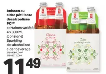 L'Intermarché BOISSON AU CIDRE PÉTILLANTE DÉSALCOOLISÉE, 4 X 330 ML offer