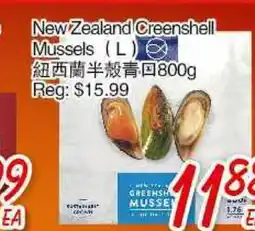 Foody Mart New Zealand Creenshell Mussels (L) offer