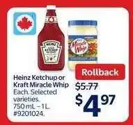 Walmart Heinz Ketchup or Kraft Miracle Whip offer