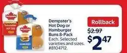 Walmart Dempster's Hot Dog or Hamburger Buns 8-Pack offer