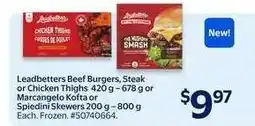 Walmart Leadbetters Beef Burgers, Steak or Chicken Thighs offer