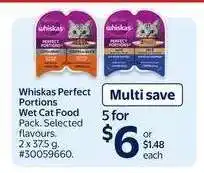 Walmart Whiskas Perfect Portions Wet Cat Food Pack offer