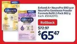 Walmart Enfamil A+ NeuroPro 890 g or NeuroPro Gentlease Powder Formula Refill 2-Pack 862 g Each offer