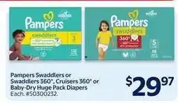 Walmart Pampers Swaddlers or Swaddlers 360°, Cruisers 360° or Baby-Dry Huge Pack Diapers offer