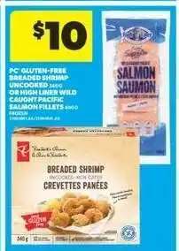 Real Canadian Superstore PC Gluten-Free Breaded Shrimp or High Liner Wild Caught Pacific Salmon Fillets offer