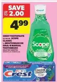 Real Canadian Superstore Crest Toothpaste or Scope Classic Mouthwash offer