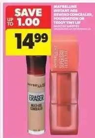 Real Canadian Superstore Maybelline Instant Age Rewind Concealer, Foundation or Teddy Tiny Lip offer