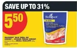 No Frills SEAQUEST RAW SHELL ON SHRIMP - COOKED PEELED SHRIMP offer