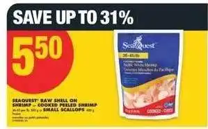 No Frills SEAQUEST RAW SHELL ON SHRIMP - COOKED PEELED SHRIMP offer