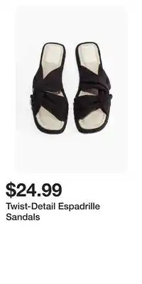 H&M Twist-Detail Espadrille Sandals offer