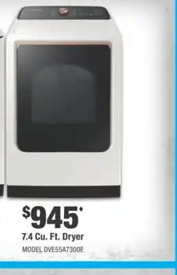 Home Depot SAMSUNG 7.4 Cu. Ft. Dryer offer
