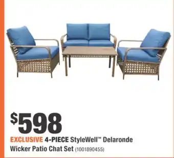 Home Depot 4-PIECE StyleWell Delaronde Wicker Patio Chat Set offer