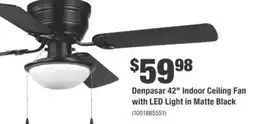 Home Depot HDG Denpasar 42 Indoor Ceiling Fan with LED Light in Matte Black offer