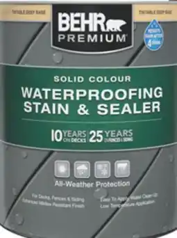 Home Depot BEHR PREMIUM Solid Colour Waterproofing Stain & Sealer offer
