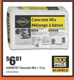 Home Depot SAKRETE Concrete Mix offer