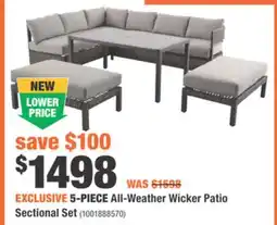 Home Depot HAMPTON BAY 5-PIECE All-Weather Wicker Patio Sectional Set offer