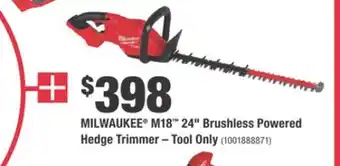 Home Depot MILWAUKEE M18 24 Brushless Powered Hedge Trimmer offer