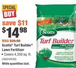 Home Depot Scotts Turf Builder Lawn Fertilizer offer