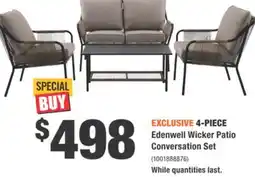 Home Depot STYLEWELL 4-PIECE Edenwell Wicker Patio Conversation Set offer
