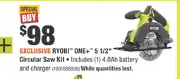 Home Depot RYOBI ONE+ 5 1/2 Circular Saw Kit offer